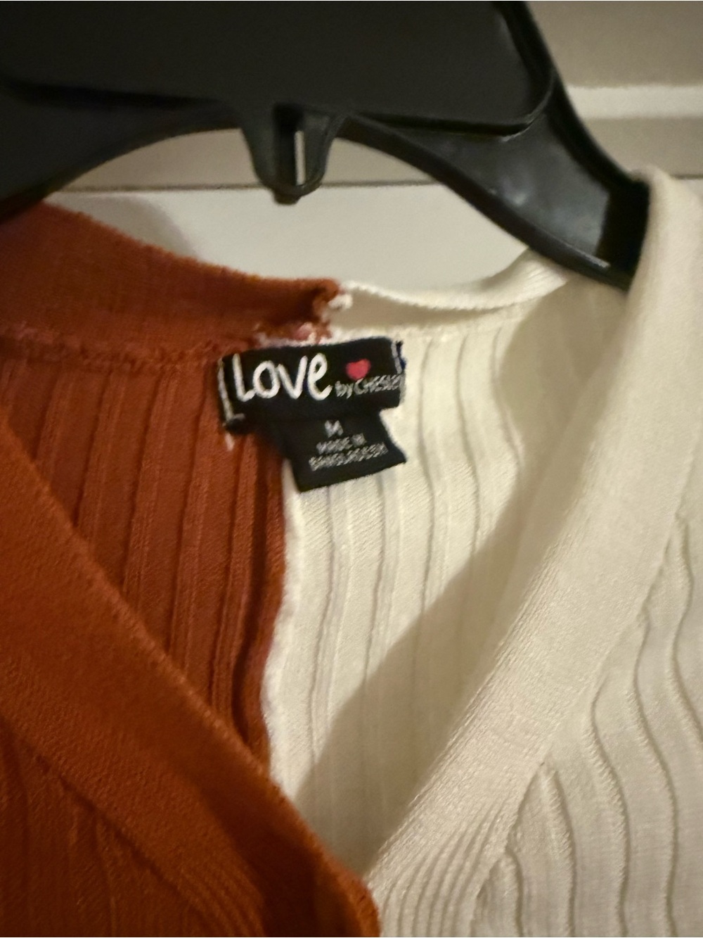 Love Two-Tone Ribbed Button Cardigan - Rust & Cream - Picture 3 of 3